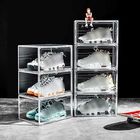 Caja de zapatos de acrílico clara transparente plástica magnética apilable