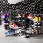 Cajas de zapatos de acrílico apilables del claro magnético del cierre para las zapatillas de deporte